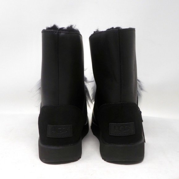 🎈FINAL SALE UGG ISLEY WATERPROOF LEATHER BOOT with REMOVABLE FUR POM POM NEW - Picture 6 of 12